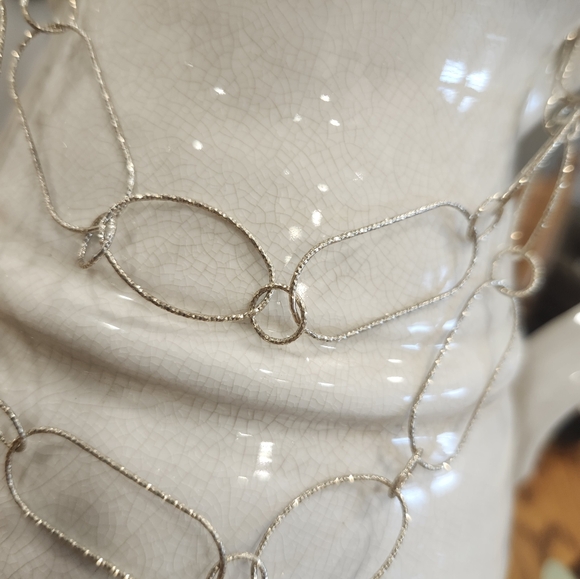 Silpada 925 Sterling Silver Textured Oval Circle Link 35.5" Long Necklace N2731 - Picture 2 of 5